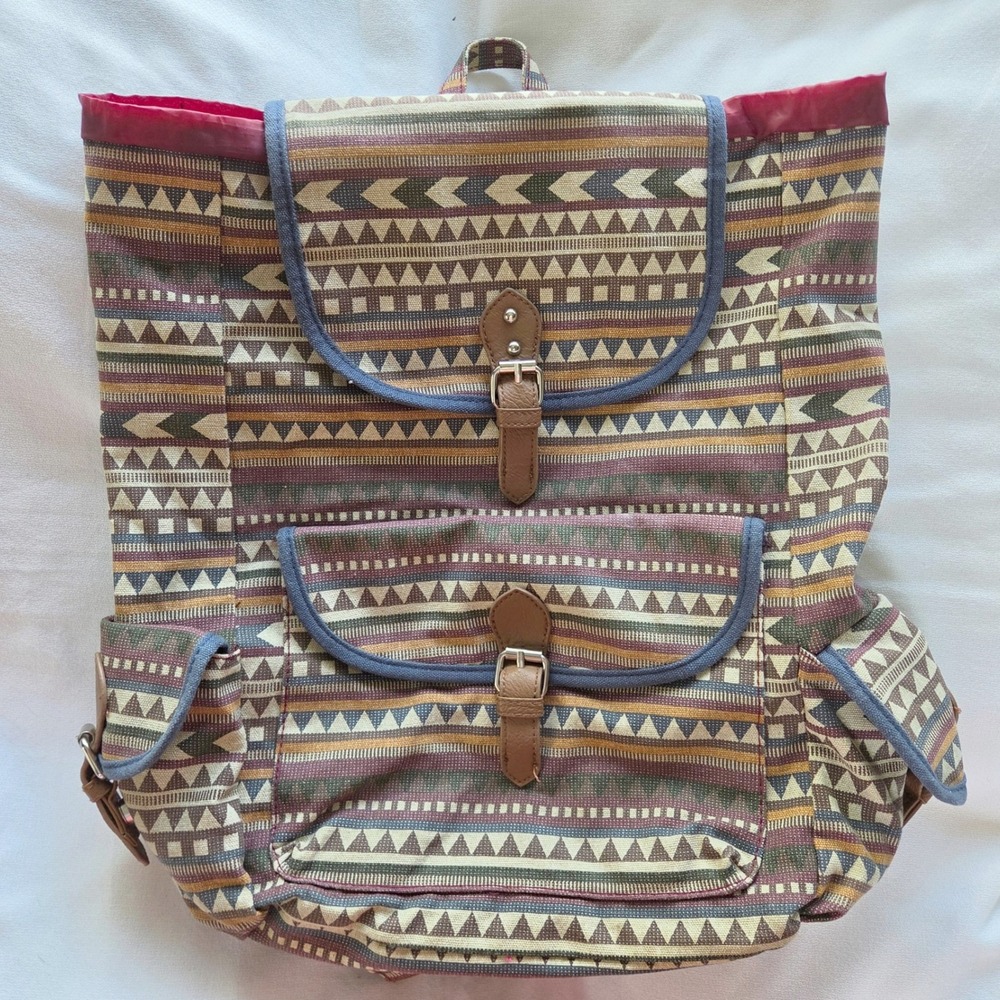 Mudd‎ Backpack Large Multicolor Aztec Geometric Canvas